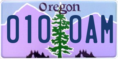 OR license plate 010OAM