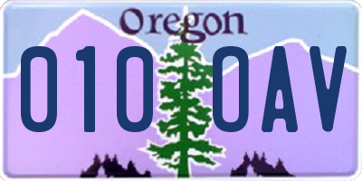 OR license plate 010OAV