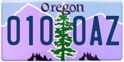 OR license plate 010OAZ