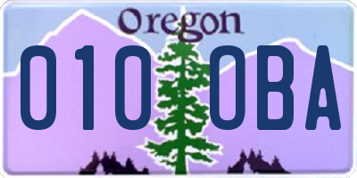 OR license plate 010OBA