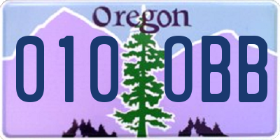 OR license plate 010OBB