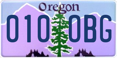 OR license plate 010OBG