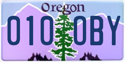 OR license plate 010OBY