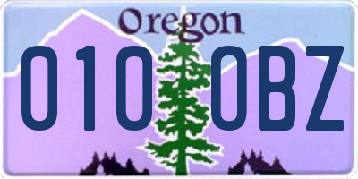 OR license plate 010OBZ