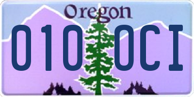 OR license plate 010OCI