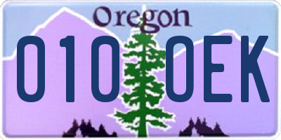 OR license plate 010OEK