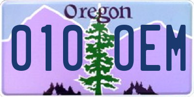 OR license plate 010OEM