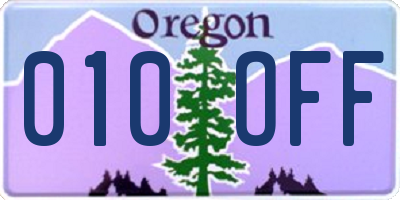 OR license plate 010OFF