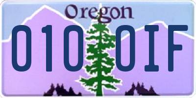 OR license plate 010OIF