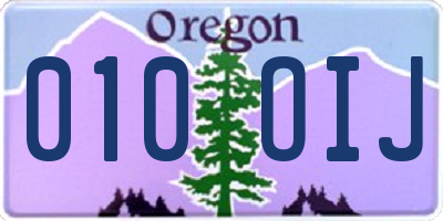 OR license plate 010OIJ