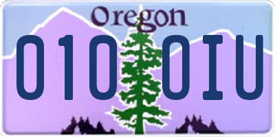 OR license plate 010OIU