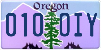 OR license plate 010OIY