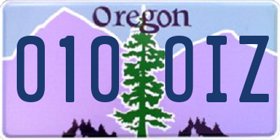 OR license plate 010OIZ