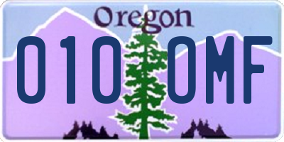 OR license plate 010OMF
