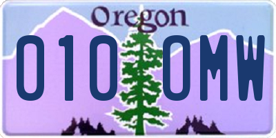 OR license plate 010OMW