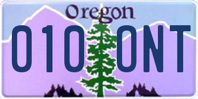 OR license plate 010ONT