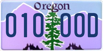 OR license plate 010OOD
