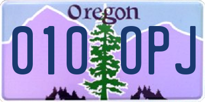 OR license plate 010OPJ
