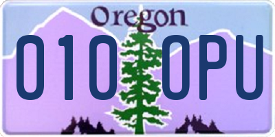 OR license plate 010OPU