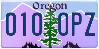 OR license plate 010OPZ