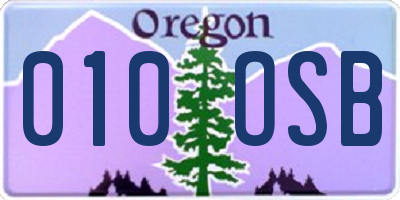 OR license plate 010OSB