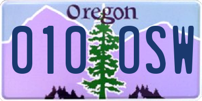 OR license plate 010OSW
