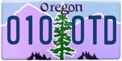 OR license plate 010OTD