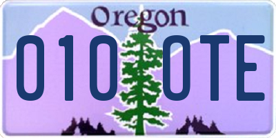OR license plate 010OTE