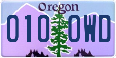 OR license plate 010OWD