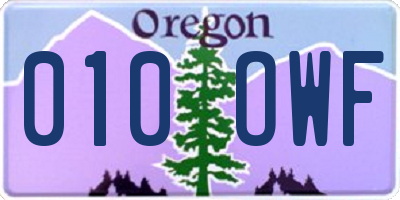 OR license plate 010OWF