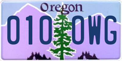 OR license plate 010OWG