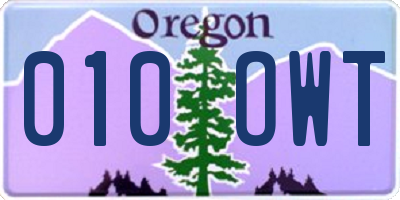 OR license plate 010OWT