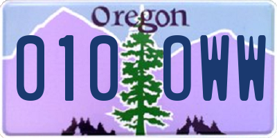 OR license plate 010OWW
