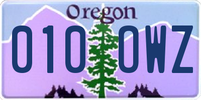 OR license plate 010OWZ