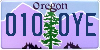 OR license plate 010OYE