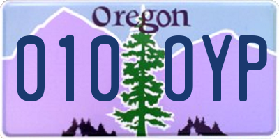 OR license plate 010OYP