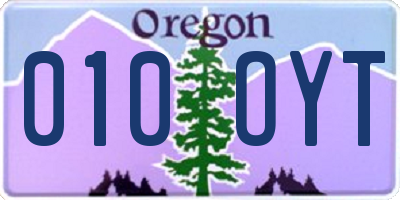 OR license plate 010OYT
