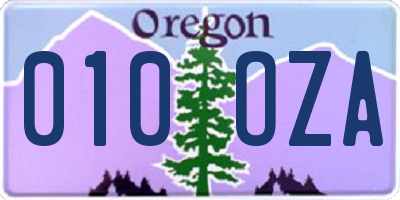 OR license plate 010OZA