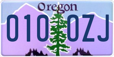 OR license plate 010OZJ
