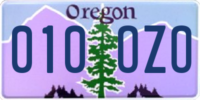 OR license plate 010OZO