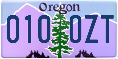 OR license plate 010OZT