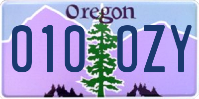 OR license plate 010OZY