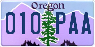 OR license plate 010PAA