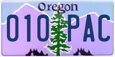 OR license plate 010PAC