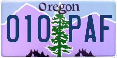 OR license plate 010PAF