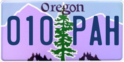 OR license plate 010PAH