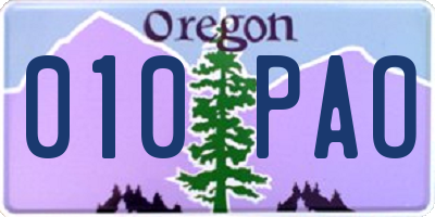 OR license plate 010PAO