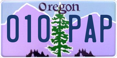 OR license plate 010PAP