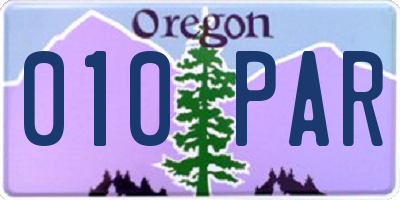 OR license plate 010PAR