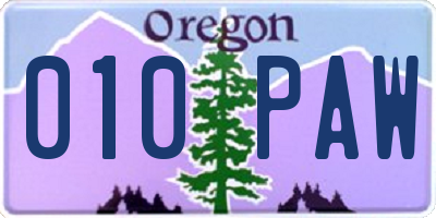 OR license plate 010PAW